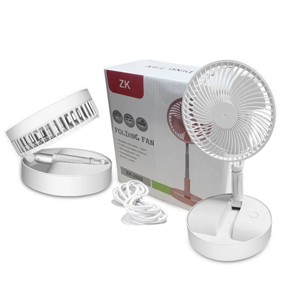 USB Rechargeable Folding Telescopic Floor Fan Mini Summer Mute Silent Desktop Table Fan Ventilador for Office Bedroom Cooler